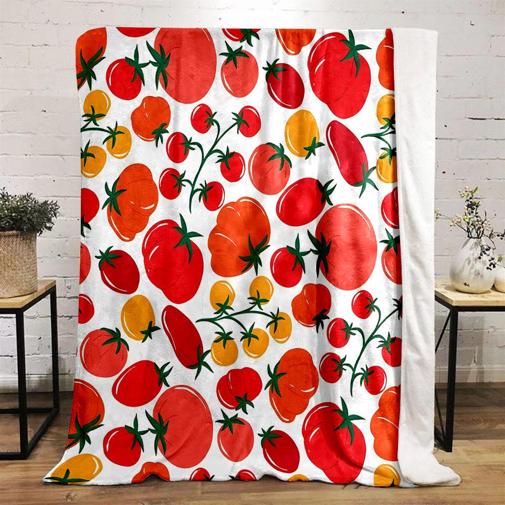 Colorful Tomato Pattern Design Patterned flannel blanket perfect for the bedroom living room, sofa, or a little nap