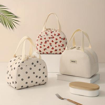 Insulated Lunch Bag Large Capacity Handbag Corduroy Insulated Lunch Bag Reusable Lunch Box for Work Picnic Travel Hiking School