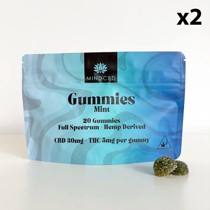 20 Gummies CBD 30mg + THC 5mg (Menthe) 4 sachets