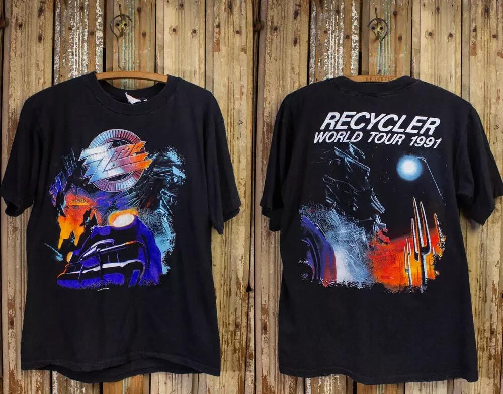 Vintage ZZ Top Recycler World Tour Concert T Shirt 1991 Black Unisex T-Shirt XXXXL