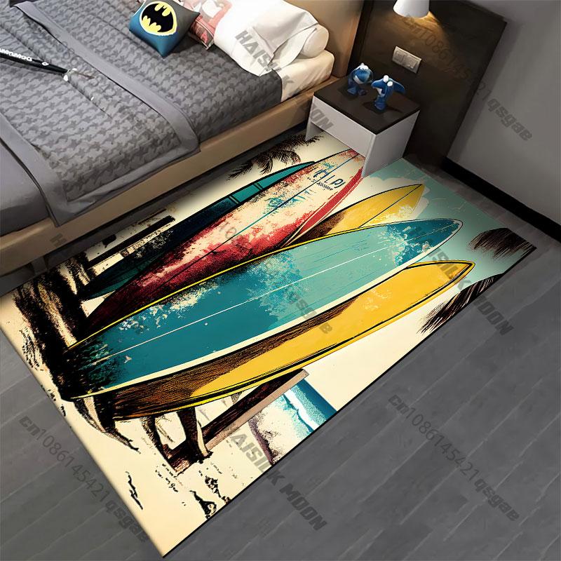 Surfer riding ocean wavecarpet Yoga living room room decor children's crawling mat doormat area rug games floor mat