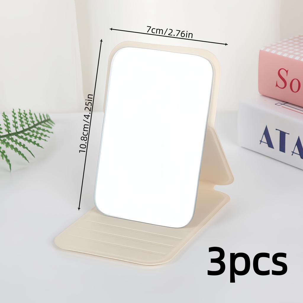 Rectangular Foldable Vanity Mirror, Portable Korean Style Travel Makeup Mirror with Stand Compact Handheld Beauty Gift for Women