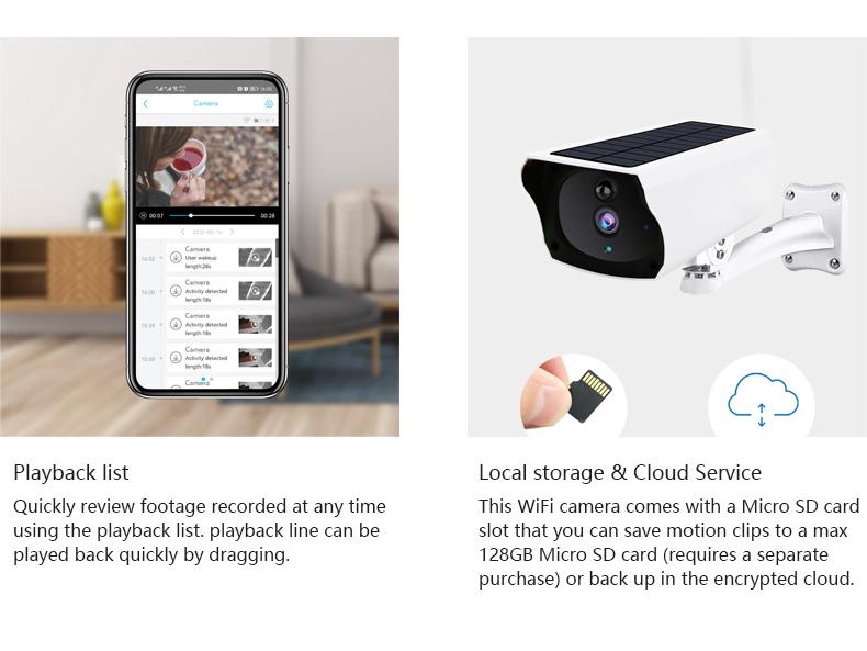 Solar-Powered Wireless Outdoor Camera with UBOX Mobile Remote Viewing