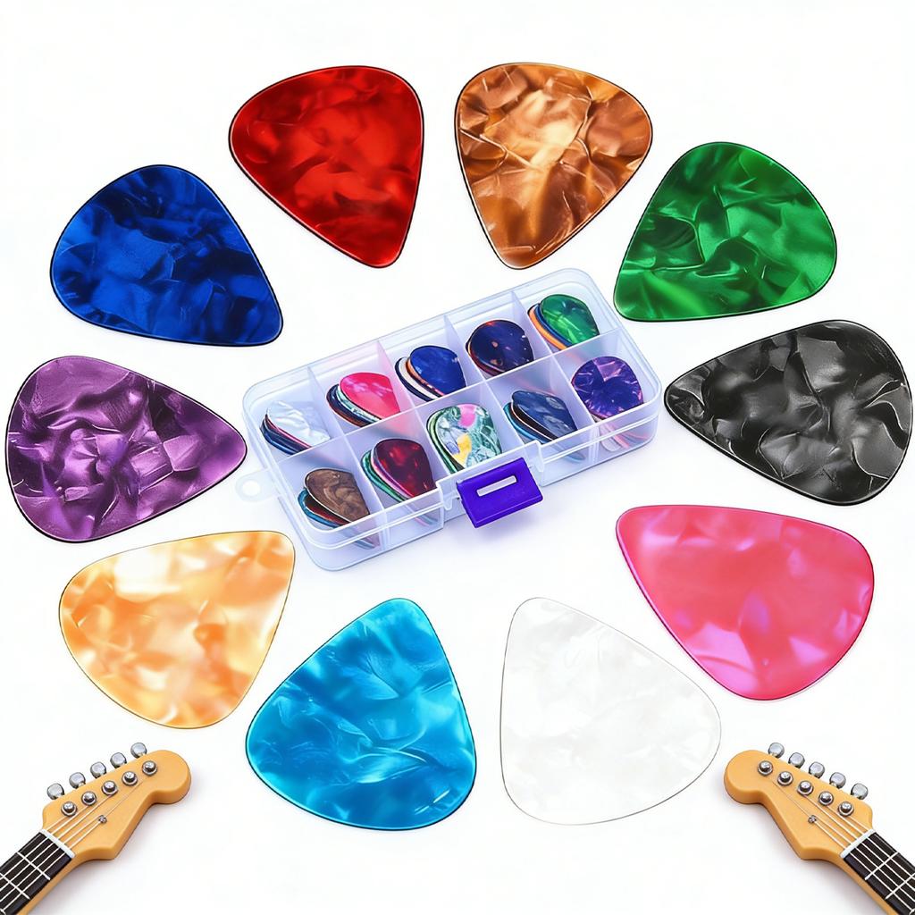 30Pcs Boxed 0.46mm Guitar Picks, Random Cartoon Pattern ABS SLL Picks, for Guitar, Ukulele, Bass, ZSY