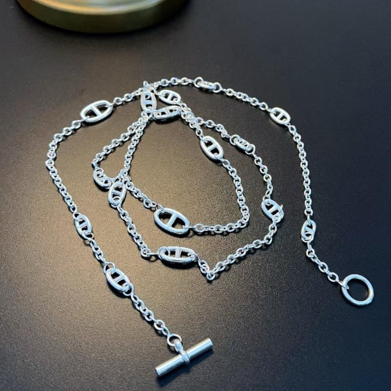

О-образная застежка-кольцо, длинное ожерелье-подвеска для женщин, трендовый чокер, цепочка для ключицы, длинная декоративная цепочка для свитера серебряный