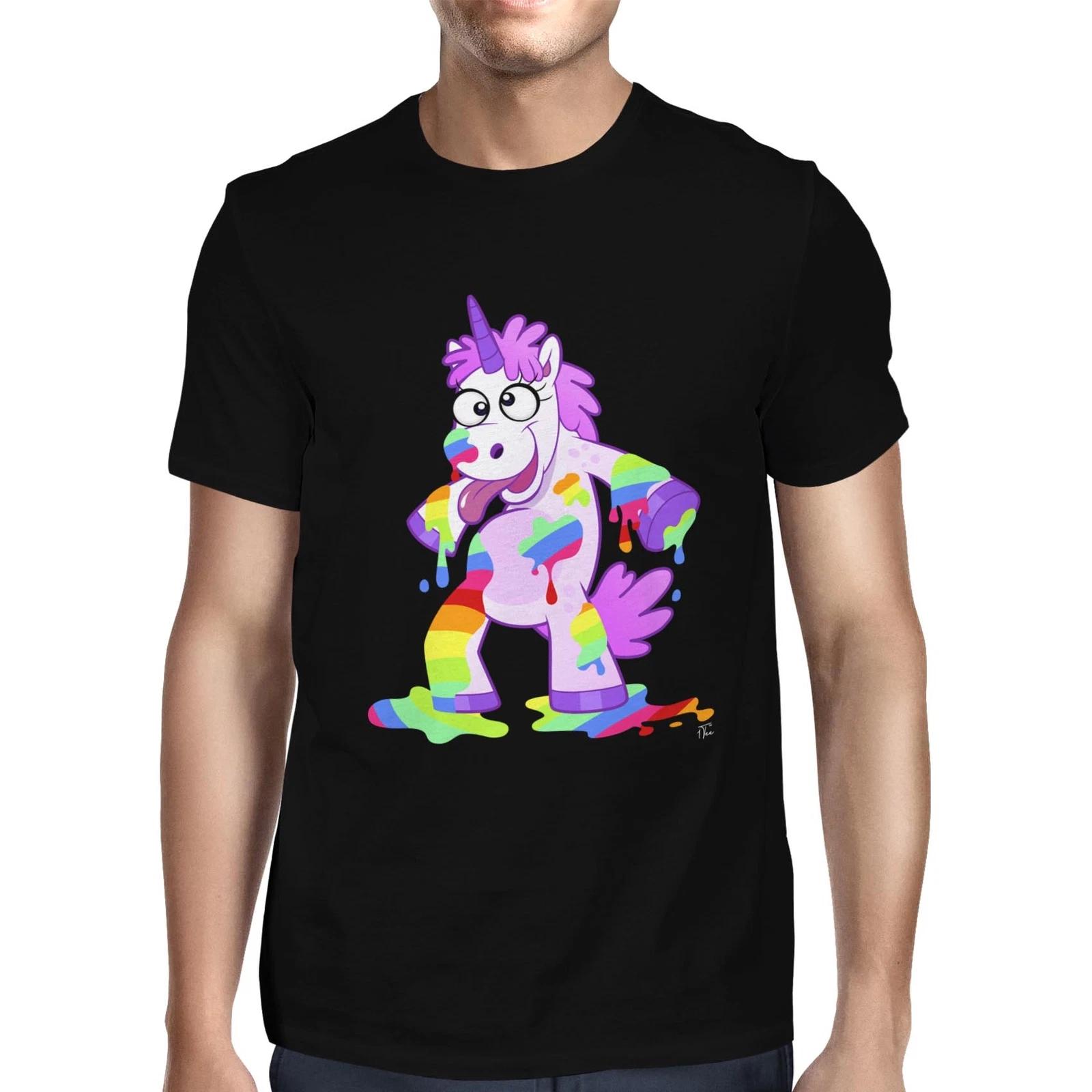 1Tee Mens Drunk Unicorn Covered in Rainbow Juice T-Shirt XXL