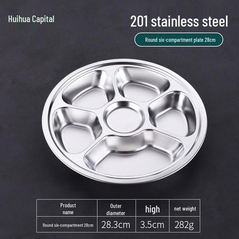 HUIHUADU 201 Stainless Steel Divided Lunch Plate