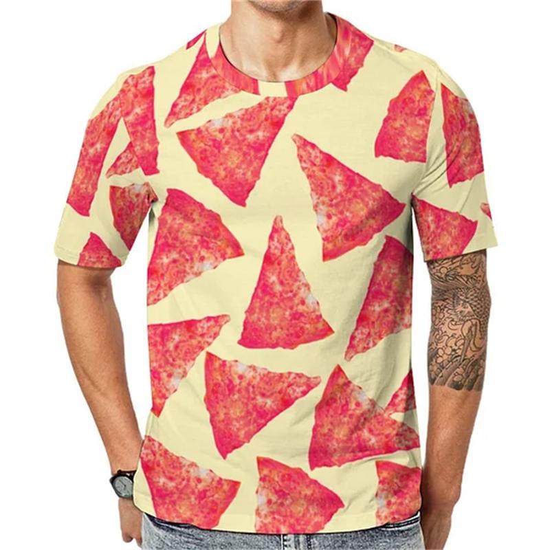 Läckra Mat Pizza Tryck T-shirts Rolig Gåva Street T-shirts Daglig Casual Harajuku Kortärmad Herr T-shirts