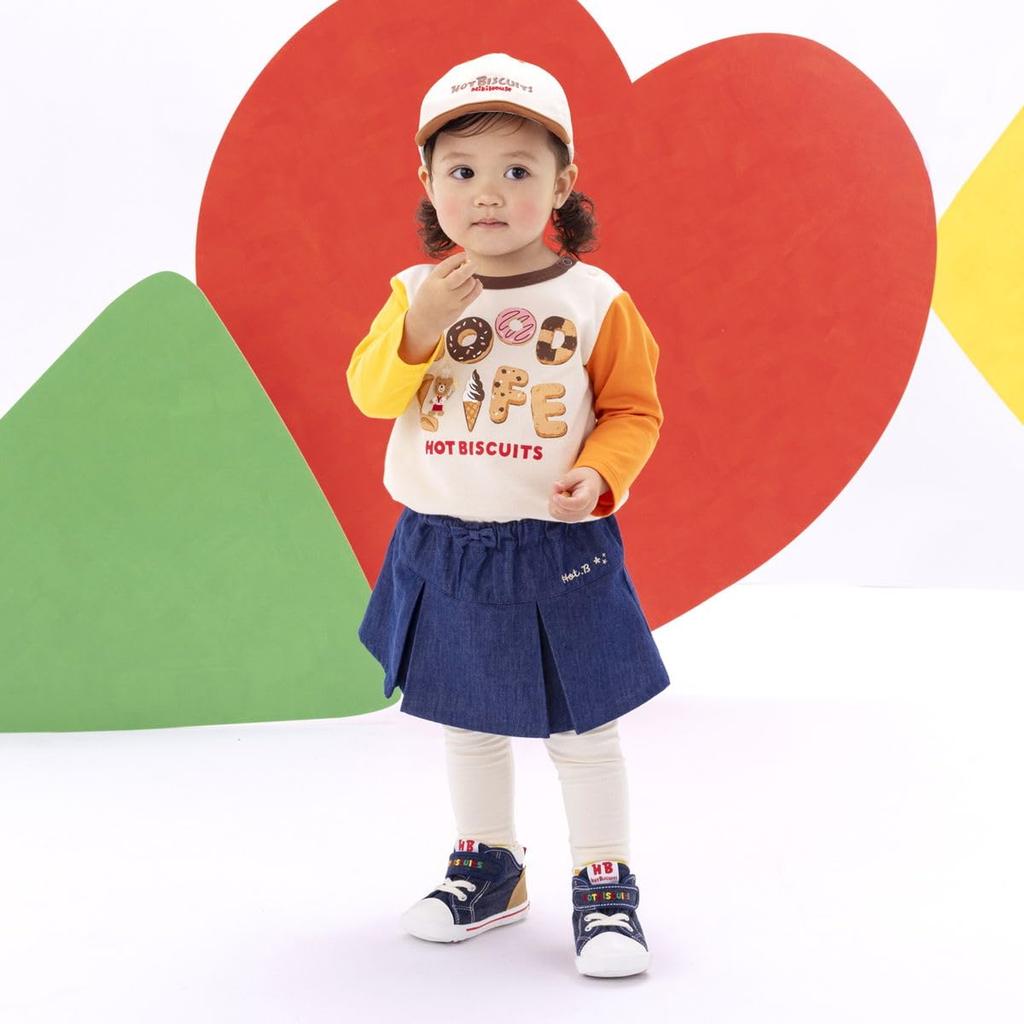 MIKI HOUSE HOT BISCUITS Long Sleeve T-Shirt, Boys and Girls, Baby Clothing, Ivory, 100cm, 73-5202-683