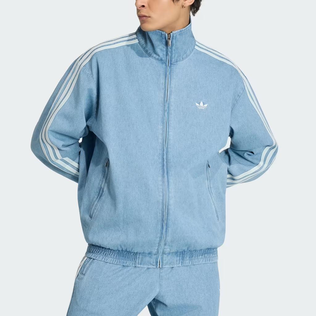 adidas Originals Firebird Sports Stripe Zip Long Sleeve Denim Jacket Men Jackets KX1196