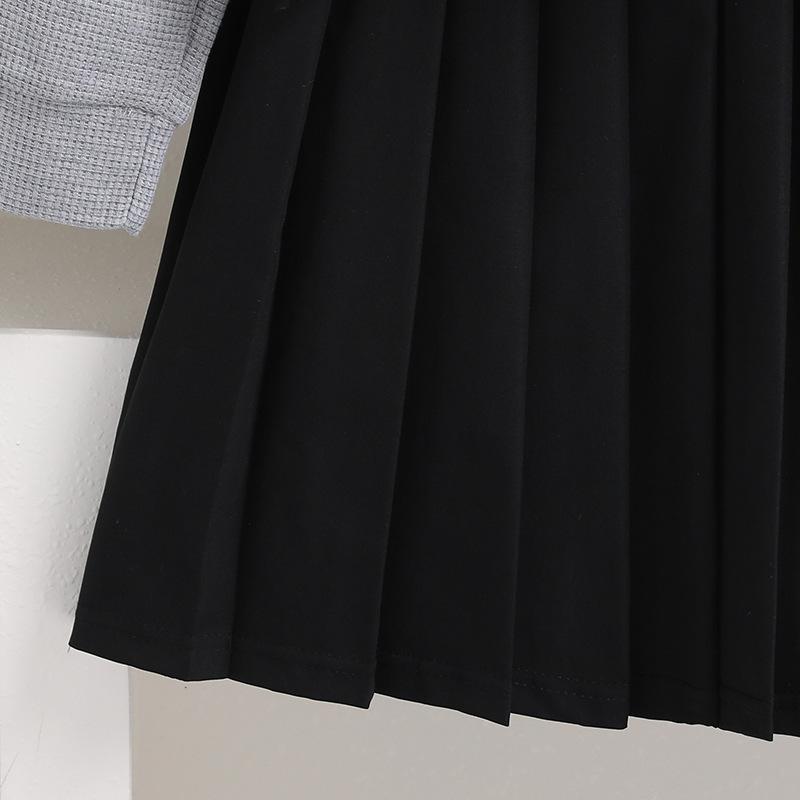 Traje para Niñas Otoño 2025 Cuello Dulce con Lazo para Niños Sudadera de Manga Larga Falda Corta Plisada