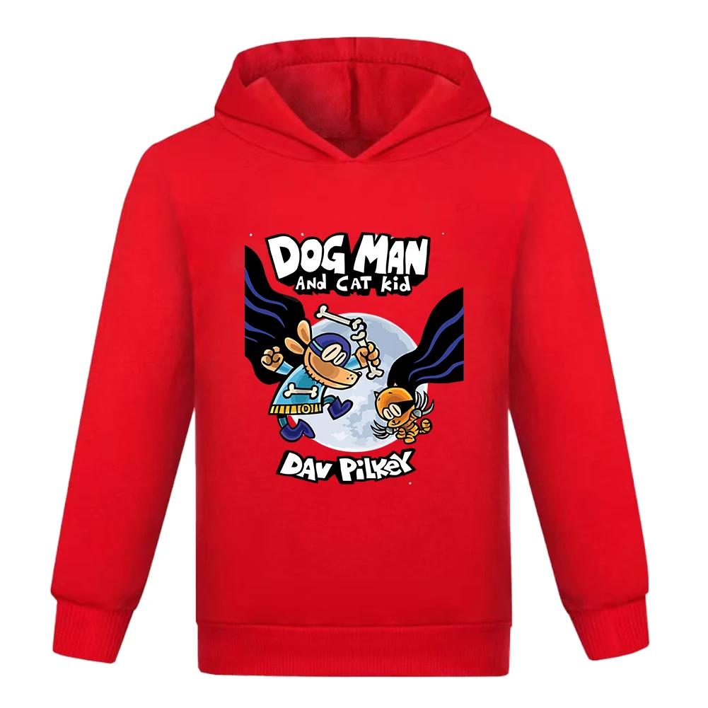 Kids Hooded Sweatshirt Dog Man Cartoon Comic Book Character Art Print Pullover Autumn Winter Casual Sport Wear for Children Daily Use