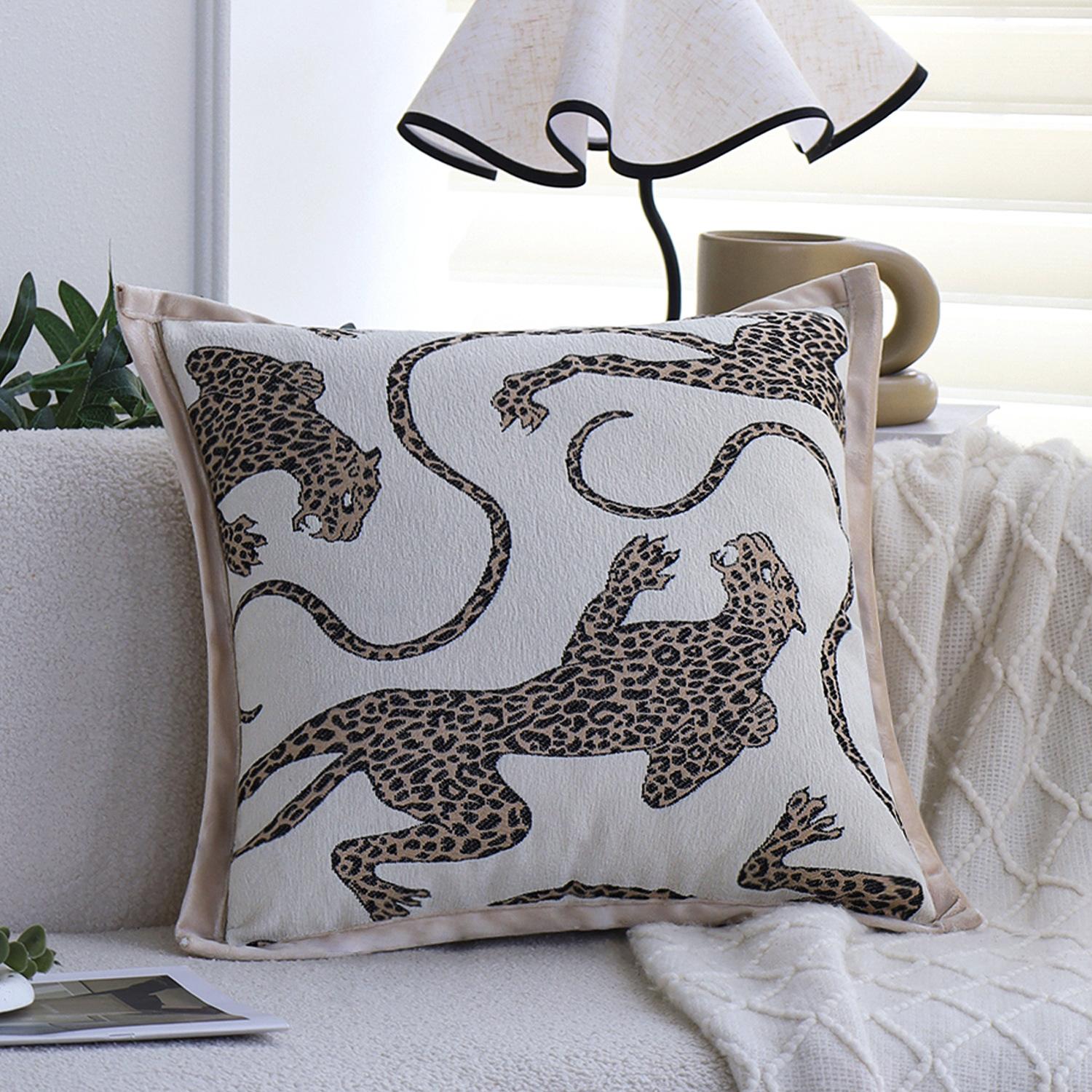 

New Chinese Style Retro Leopard Pillow Bedside Pillow Mid-century Style Bed and Breakfast Sofa Cushion Pillow Cover 45x45cm pillowcase only