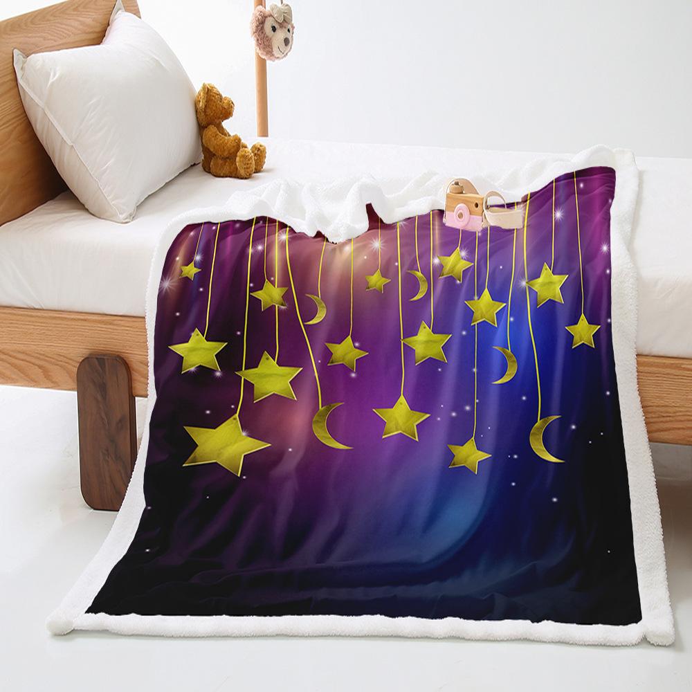 Meteor shower 2D digital printing thickened lamb wool crystal fleece blanket to map