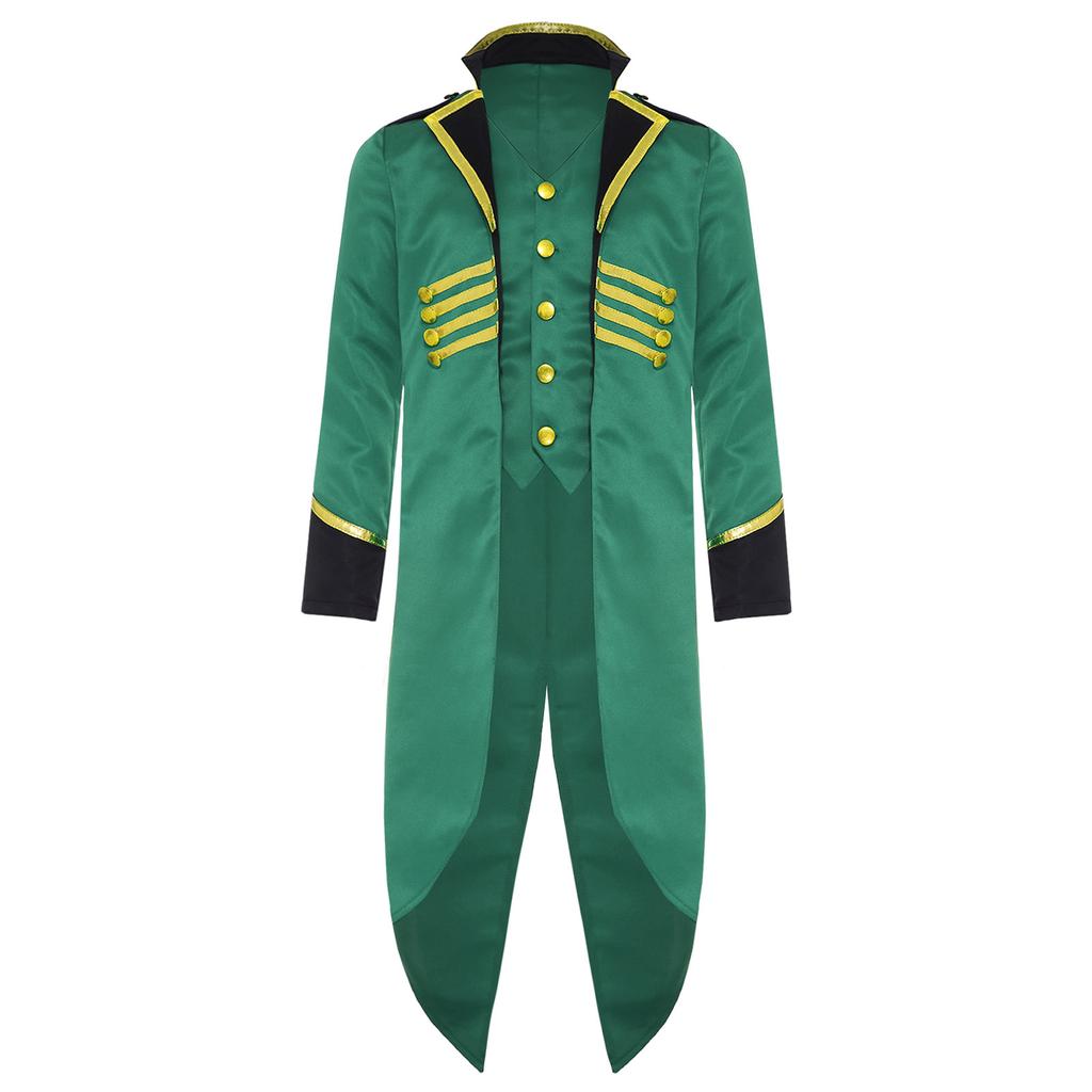 Kids Steampunk Tailcoat Costume Vintage Medieval Design Long Sleeve Fake Two Piece Tuxedo Victorian Elegant Jacket