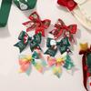 6Pcs Christmas Hair Clips Set for Girls Santa Claus Print Bows Hairpins Headwear Hair Accessories Gifts Headwear