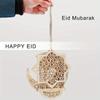 3Pcs Ramadan Wooden Ornaments Eid Mubarak Hanging Hollow Pendant Ramadan Party Wall Decorations Moon Star Lantern Shape Ornament for Muslim Islam