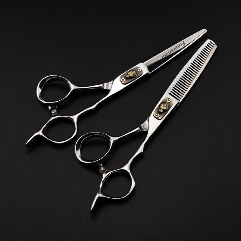 6.0" God Walker Hairdressing Scissors - Wolf Head Handle, Straight & Thinning Shears