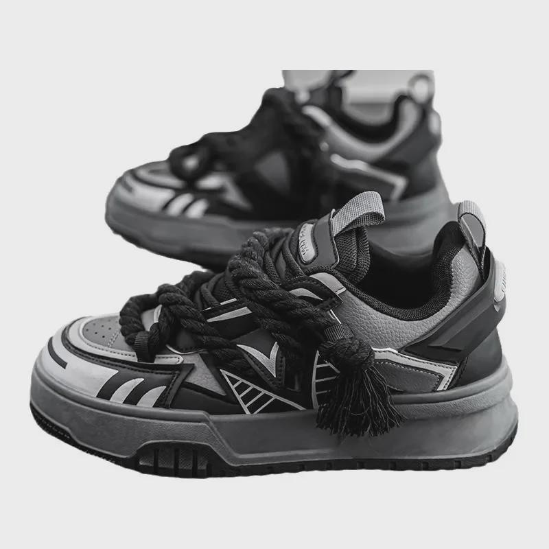 Men's Trendy Bright Casual Loafers: Personalized Hemp Rope Strap, Thick-Sole Sneakers