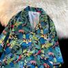 Unisex Vintage Cuban Collar Floral Shirt - Loose Fit, Hong Kong Style, Short Sleeve, Perfect for Beach and Couples