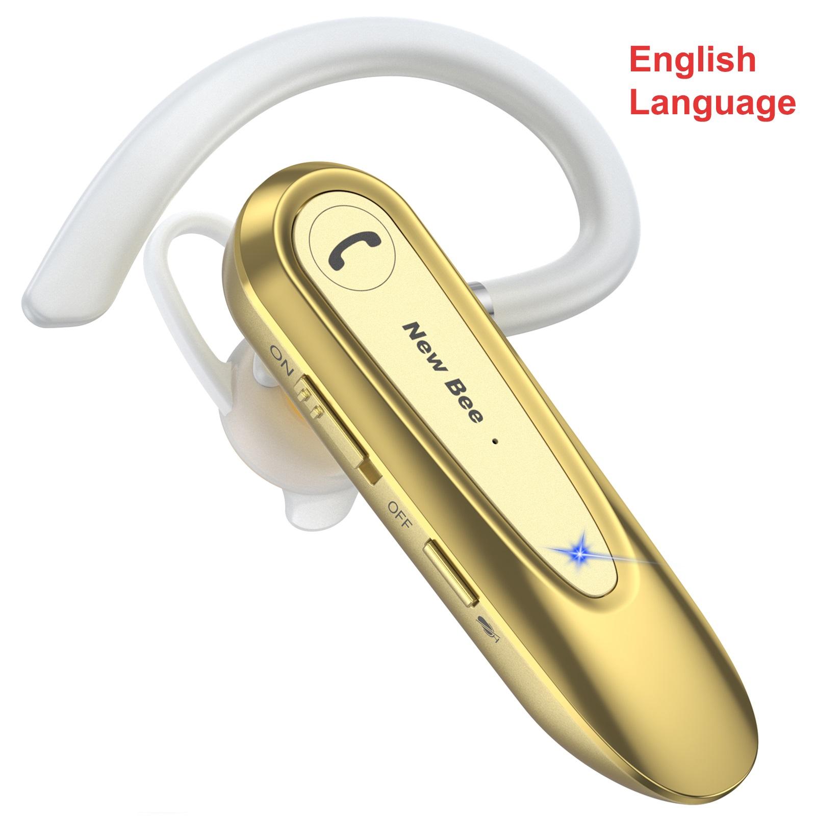 

New Bee B45 Bluetooth Headset Wireless Earpiece for Driving Earphone with Dual Mic Earbuds CVC8.0 Noise Reduction Headphones English Gold