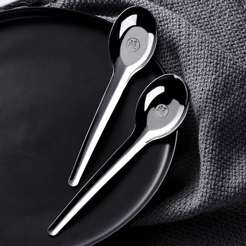 Household Long-handled Non-magnetic Flat-bottomed Stainless Steel Spoon, School Chinese Wang Stainless Steel Spoon