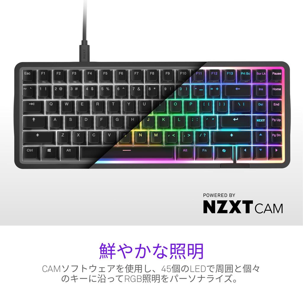 NZXT FUNCTION ELITE MINITKL Black Gaming US English Rapid KB0915 Keyboard, Tenkeyless, Layout, Trigger, Black, KB-101NB-US,
