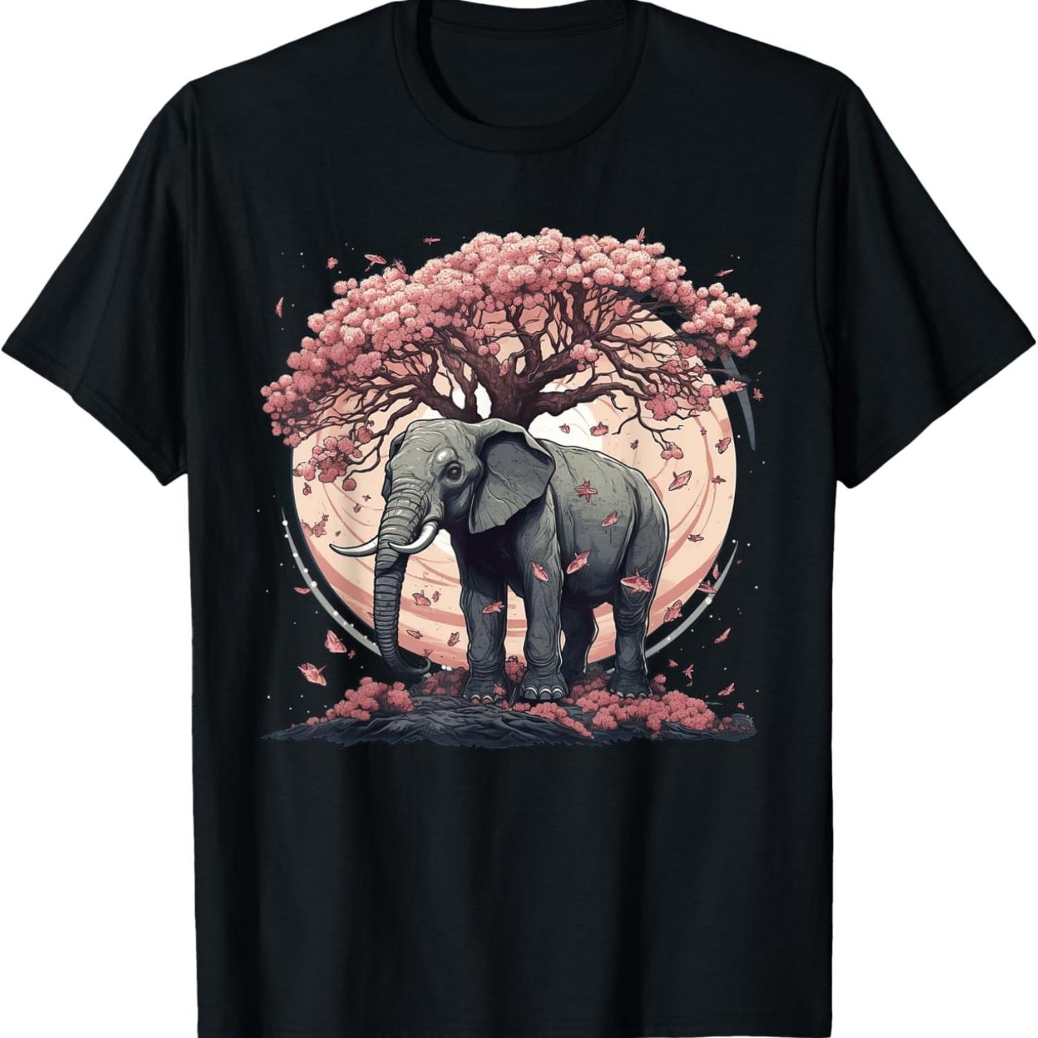 

Elephants Cherry Blossoms Tree Elephant T-Shirt S чёрный