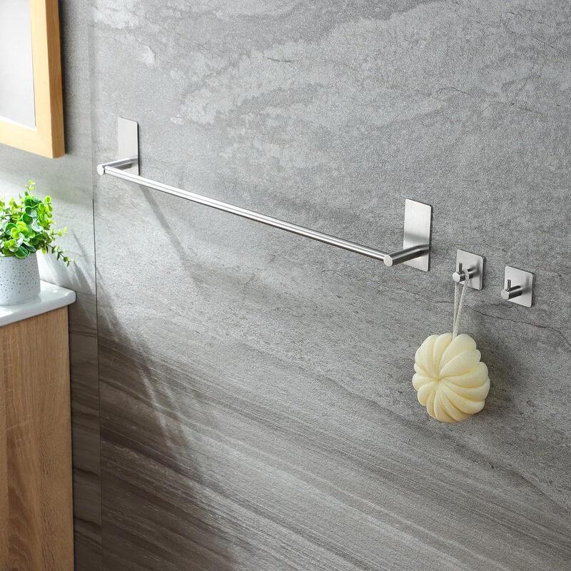 cmaos Stainless Steel Towel Bar & Shelf Set, No-Drill