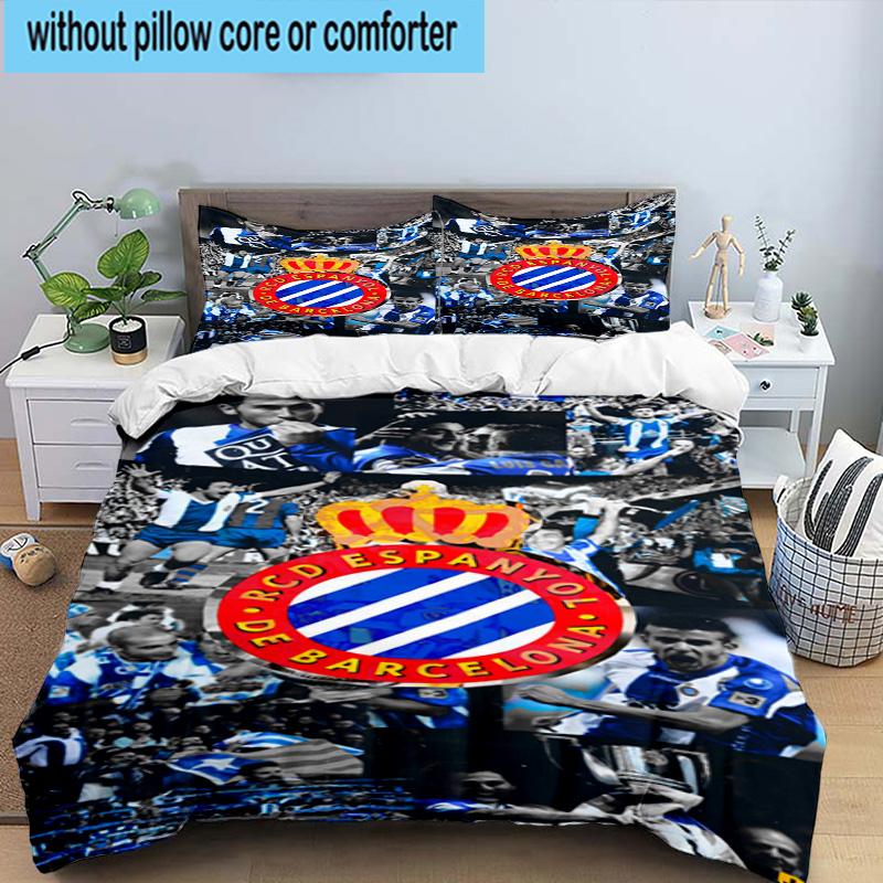 3PCS Football Espanyol Design Bedding Set,Including 1pc Duvet Cover And 2pcs Pillowcases Perfect for Bedroom, Dormitory, Fan Christmas gift