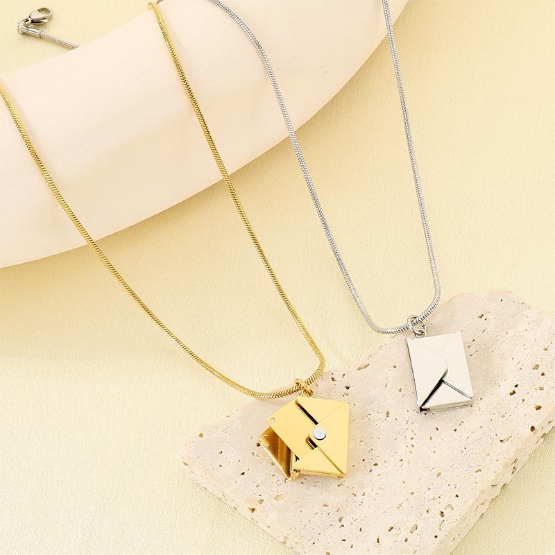 Stainless Steel Mini Book Locket Necklace for Women Men Envelope Locket Openable Pendant Jewelry Romantic Gift for Couples