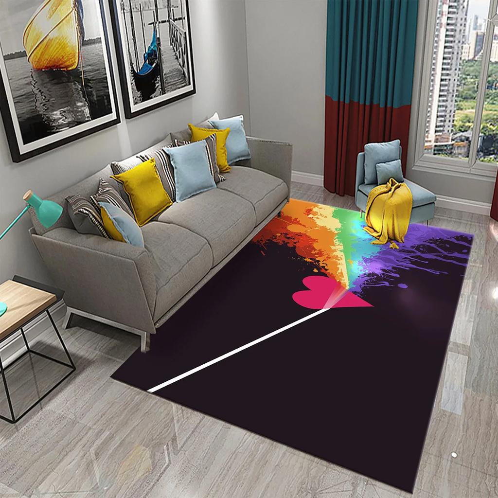 3D Buntes Herz Liebe Muster Teppich Badezimmer Anti-Rutsch Fußmatte Teppich Wohnzimmer Schlafzimmer Eingang Fußmatte Dekor Teppiche