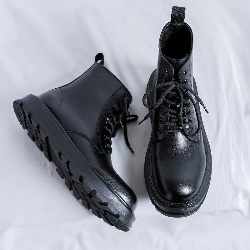 Thick-Soled Rhubarb Boots Martin Boots Men'S Spring And Autumn Kick Can'T Be Rotten Rhubarb Boots Tooling Boots Short Boots 1681-R