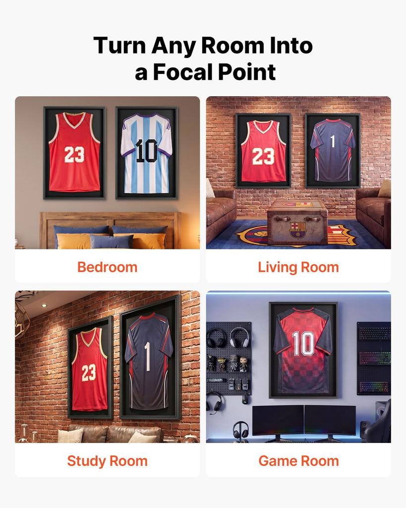 Jersey Frame Display Case, 90 X 70 X 4 Cm, Lockable Wooden Sport Jersey Shadow Box with 98% UV Protection PC Panel and Hanger, for Baseball Basketball