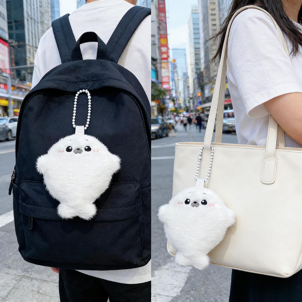 Soft Baby Seal Plush Doll Keychain - Cute Stuffed Animal Keyring Bag Pendant Ornament Gift For Friends & Backpack Decoration