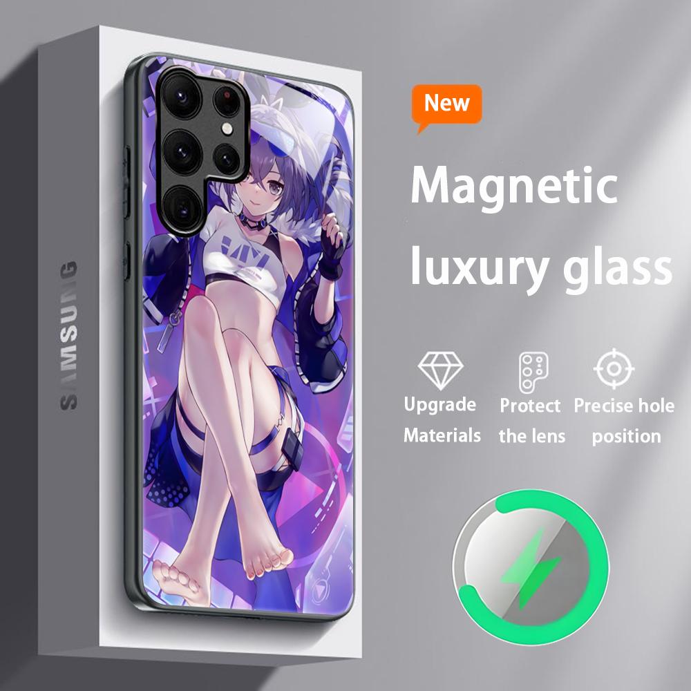 

Popular GameSilver Wolf Phone Case For Samsung S26 S25 S24 S23 S22 S21 S20 Plus Ultra Glass Magnetic Case Galaxy S26 Plus