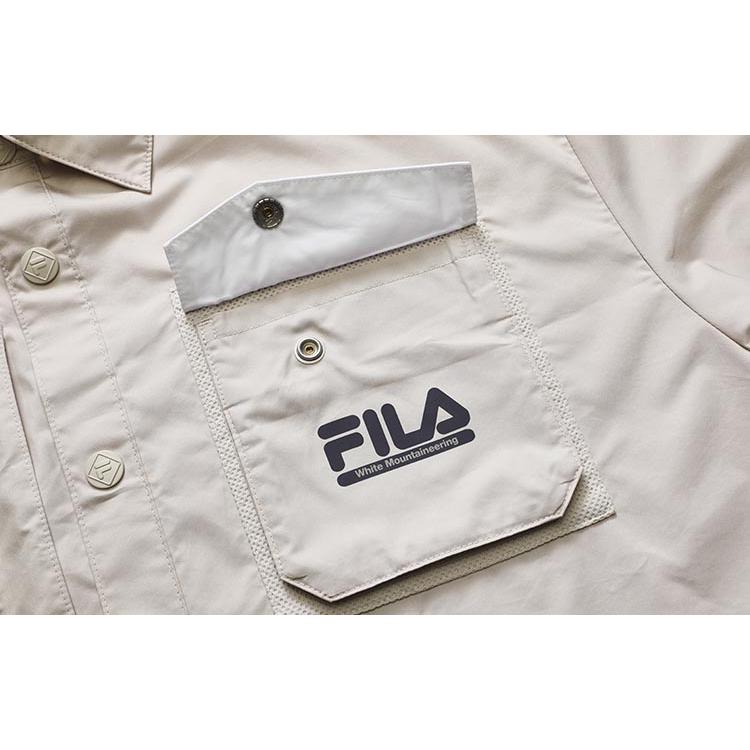 FILA FUSION White Mountaineering Multi-Pocket Work Long Sleeve Woven Shirt Women shirts Camel T11W237402F-BG