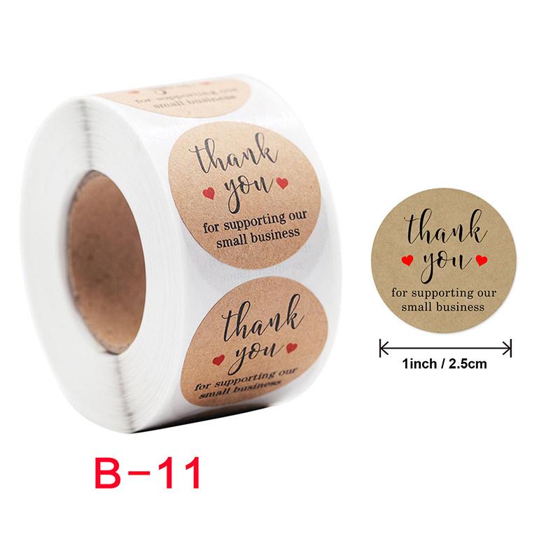

1 Roll Of 500pcs/roll Kraft Paper Roll Stickers Thank You Stickers Self-adhesive Label Red Love Envelope Decoration Handmade Making Stickers Baking La