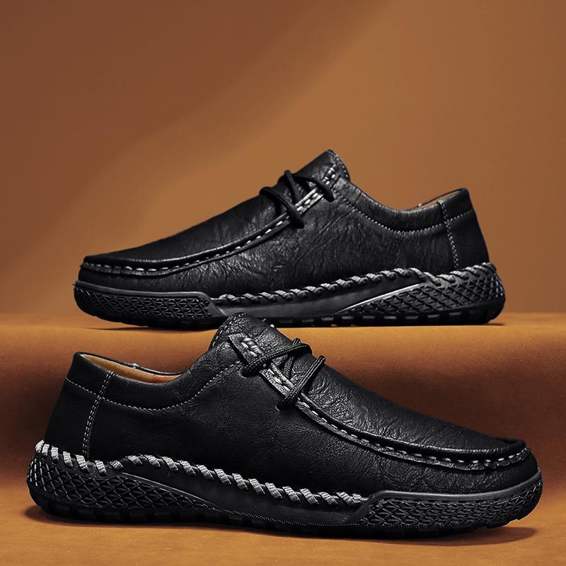 

High Quality Handmade Leather Shoes for Men Soft Flat Lace-up Casual Leather Comfortable Designer Loafers Mens Zapatillas Hombre 38