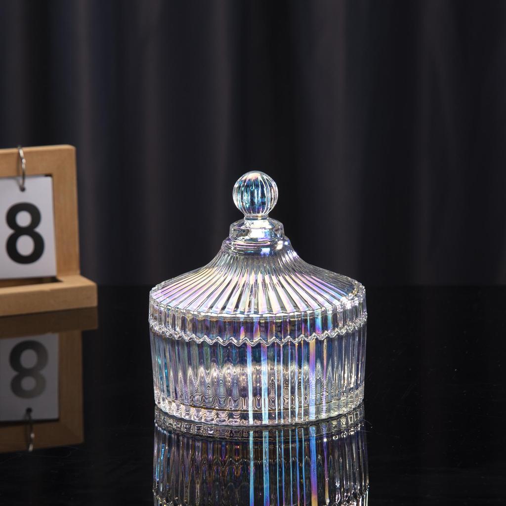 European Glass Bowl Jewelry Box: Crystal Demagnetization Purification Jar with Omamori Salt and Lid