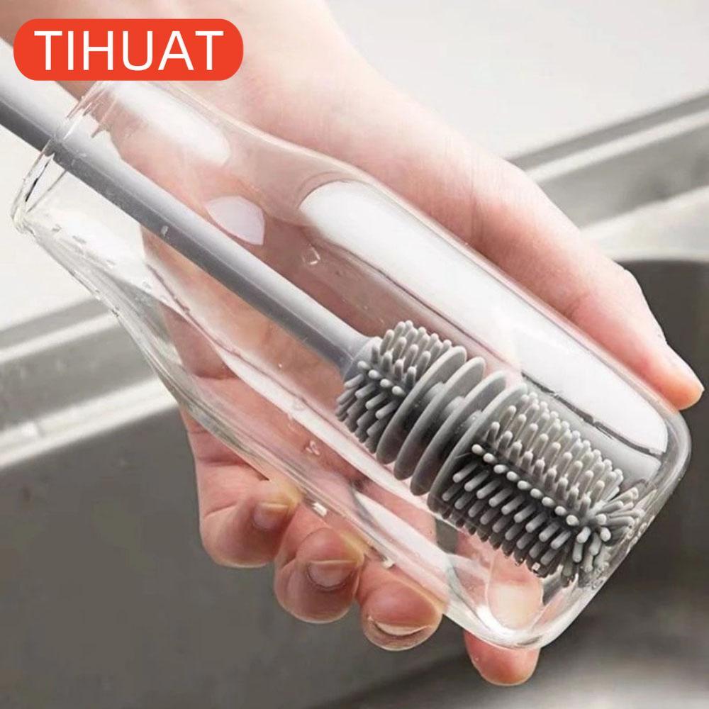 

Силиконовая щетка для чашек, скребок для чашек, средство для чистки стекла, кухонный инструмент для уборки, щетка для чистки стаканов для напитков и вина с длинной ручкой 1pcs