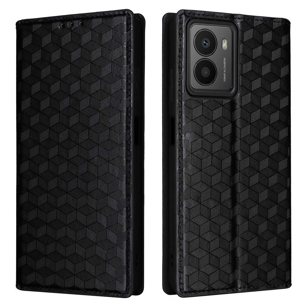 

Для HMD Fusion 5G Чехол-кошелек Кожаный чехол для телефона с ромбовидным тиснением Black