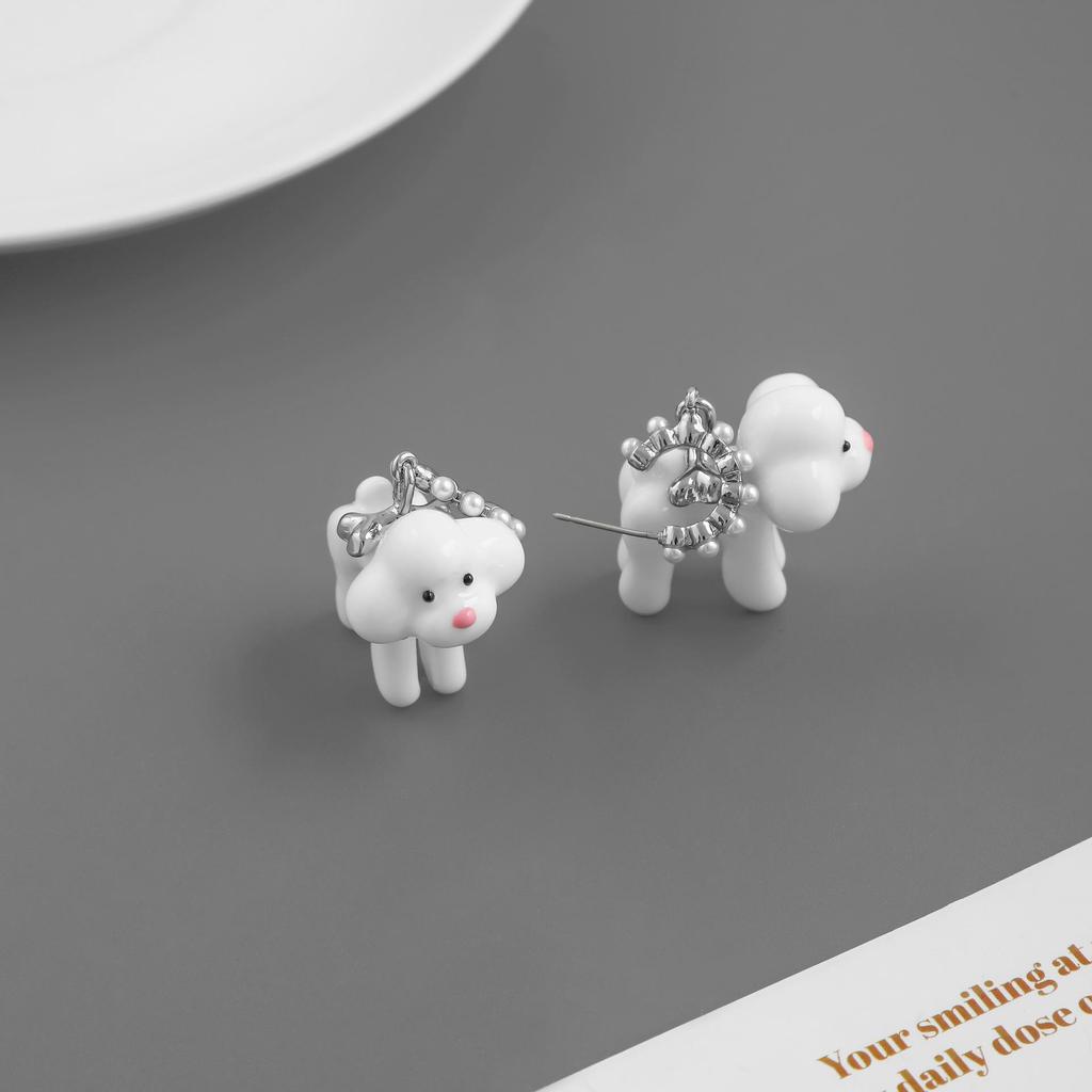 FWIS Love Heart Teddy Necklace & Dog Stud Earrings - Autumn/Winter Versatile Style Sweater Chain