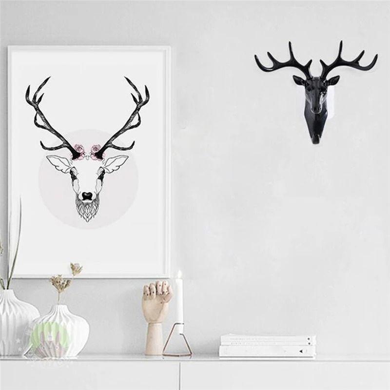 M-Modern-Deer Shape Home Decoration Hook Wall Shelf Wall Hanging Wall Personality Deer Head Wall Key