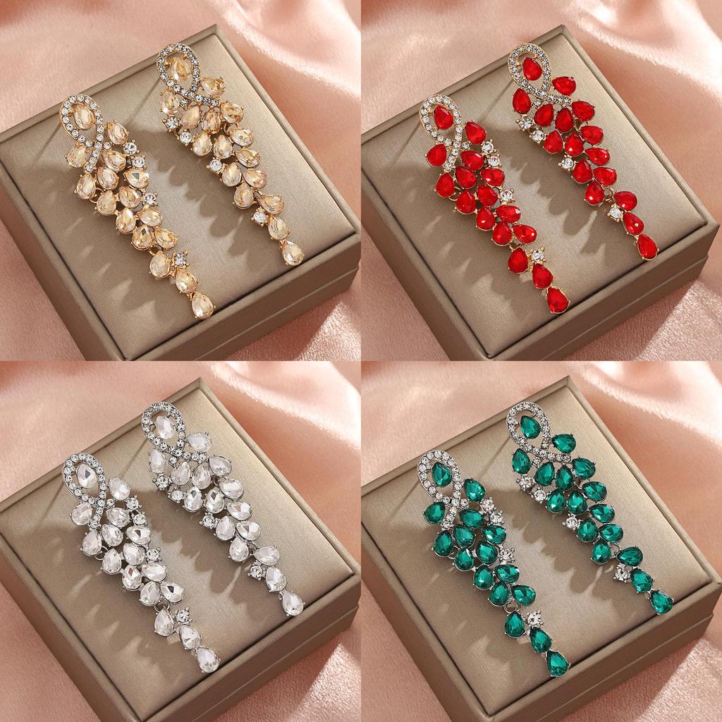 Alloy Geometric Drop Earrings For Women With Tassel Design And Elegant Style