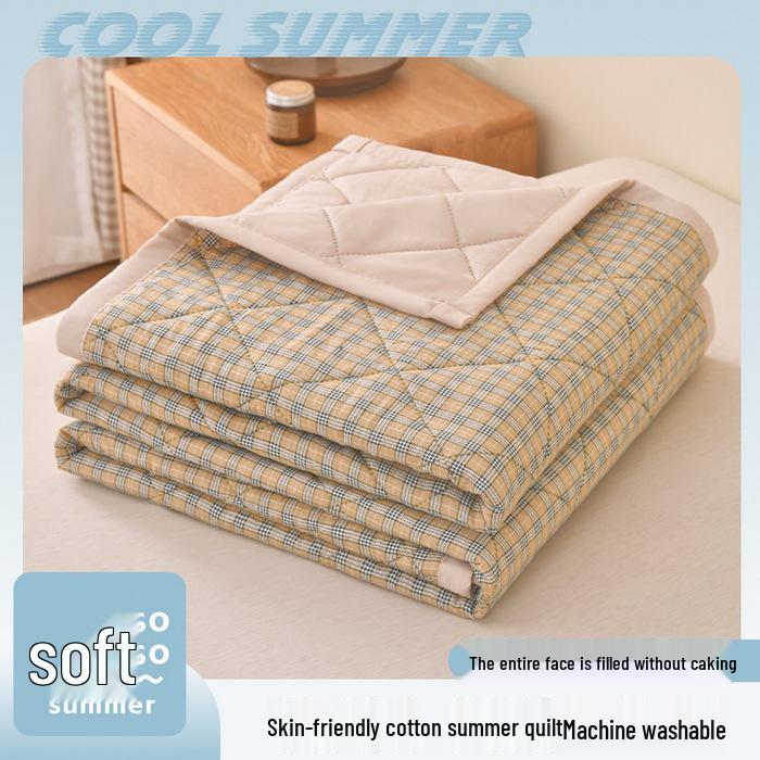 Plaid Cotton Ultrasonic Embossed Washed Summer Air Conditioning Quilt Gift