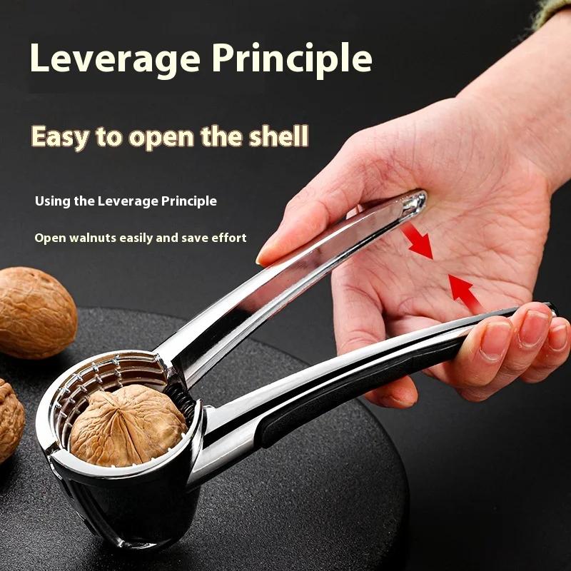 Stainless Steel Manual Nut Cracker Kitchen Gadgets High Quality Walnut Opener 2 Styles with Non-slip Handle for Household