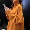 Women's High-End Solid Color Knit Turtleneck Sweater - Autumn/Winter Casual Slim Fit Top.