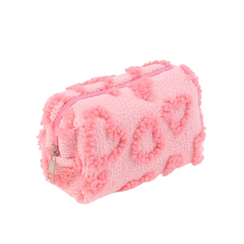 Plush Makeup Bags Soft Travel Cosmetic Storage Bag Portable Love Print Organizer Pencil Case Cute Clutch Pouch
