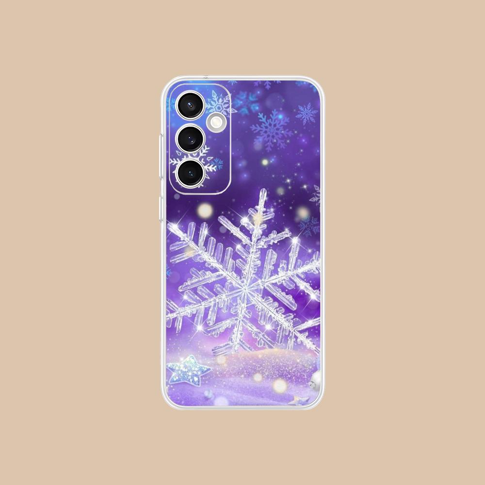 Winter Snowflake Mobile Cell Phone Case for Samsung Galaxy S25 S24 S23 S22 S21Plus FE Ultra Clear Colorful Cover Pretty Cover